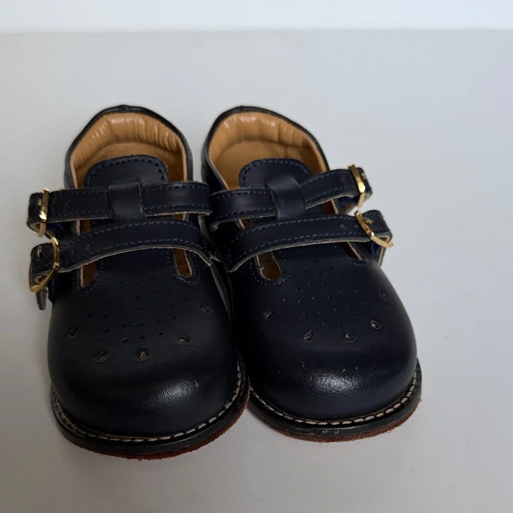 Josmo Navy Blue baby toddler leather walking Dress Shoes with Buckle Straps 5.5